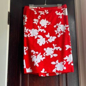 Talbots Red Floral Pencil skirt - Size 6